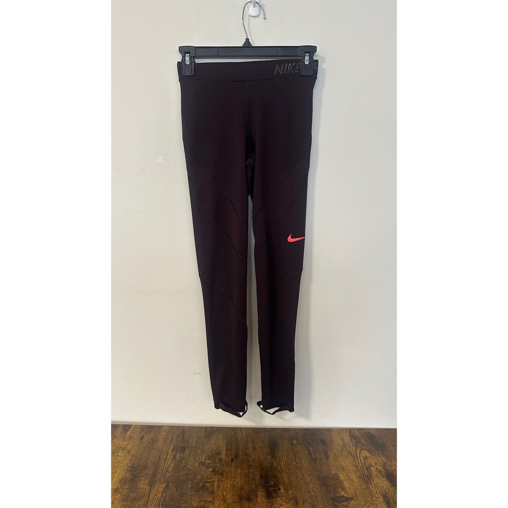 Nike Pro Hyperwarm Burgundy Stirrup Leggings Women's XS Maroon Training Tights